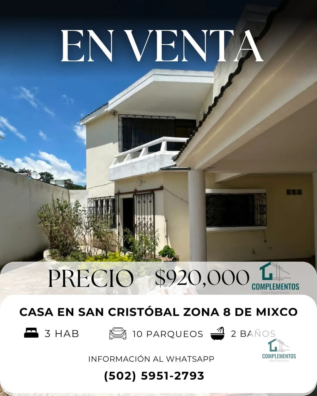 Casa en venta en San Cristóbal Zona 8 de Mixco. — Casa en Venta en Zona 8 Mixco, Guatemala, Ciudad — foto 1 de 11