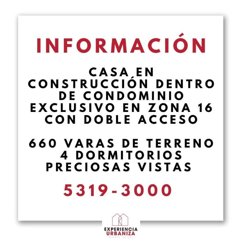 Venta de casa en construcción en condominio — Casa en Venta en Zona 16, Guatemala, Ciudad — foto 1 de 2