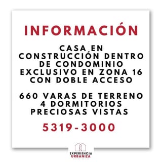 Venta de casa en construcción en condominio — Casa en Venta en Zona 16, Guatemala, Ciudad — miniatura 1 de 2