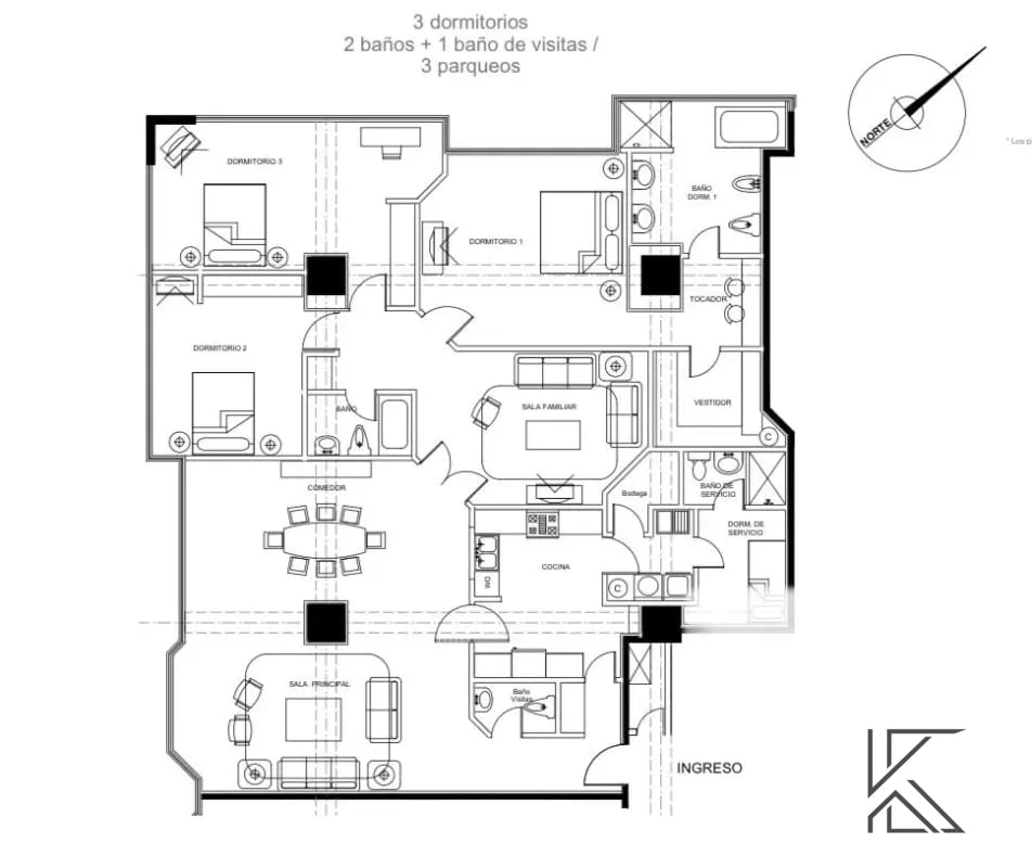Elegante apartamento en venta en el Condominio Milenia, zona 10 — Apartamento en Venta en Milenia, Zona 10, Guatemala, Ciudad — foto 2 de 12
